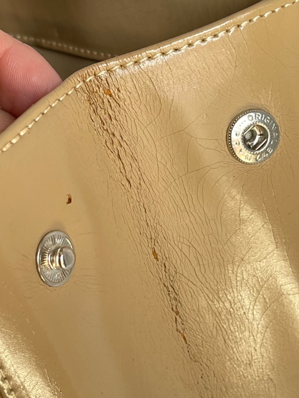 Longchamp Beige Patent Leather Top-Handle Tote - Picture 10 of 12